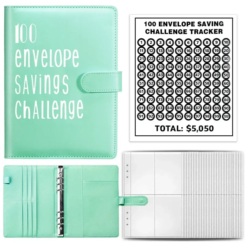 100 Envelopes Money Saving Challenge Binder | Budget Planner Book, Waterproof Wallet & Storage Bag | Savings Challenge Notebook for Couples | Desk Organizer & Gift Idea