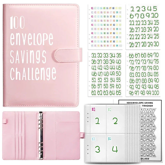 100 Envelopes Money Saving Challenge Binder | Budget Planner Book, Waterproof Wallet & Storage Bag | Savings Challenge Notebook for Couples | Desk Organizer & Gift Idea