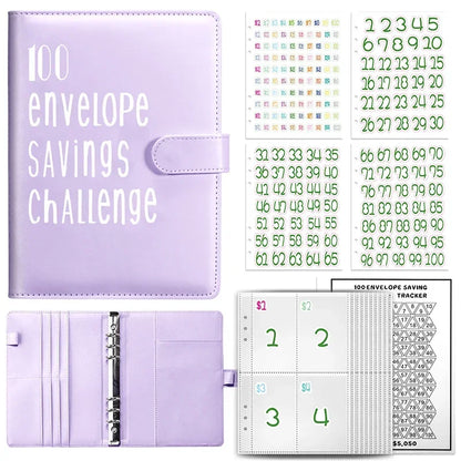 100 Envelopes Money Saving Challenge Binder | Budget Planner Book, Waterproof Wallet & Storage Bag | Savings Challenge Notebook for Couples | Desk Organizer & Gift Idea