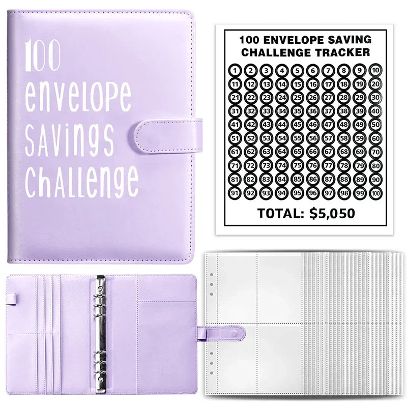 100 Envelopes Money Saving Challenge Binder | Budget Planner Book, Waterproof Wallet & Storage Bag | Savings Challenge Notebook for Couples | Desk Organizer & Gift Idea