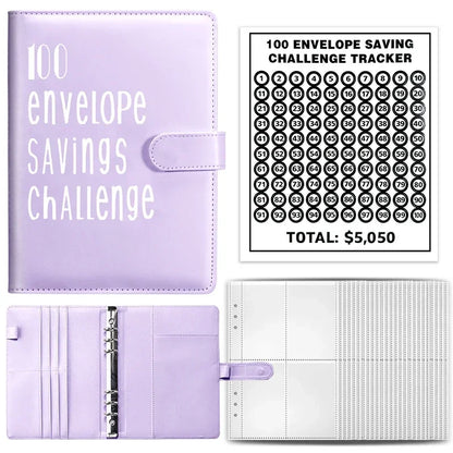 100 Envelopes Money Saving Challenge Binder | Budget Planner Book, Waterproof Wallet & Storage Bag | Savings Challenge Notebook for Couples | Desk Organizer & Gift Idea