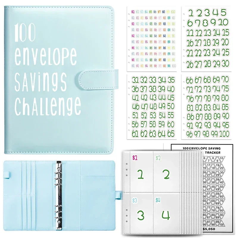 100 Envelopes Money Saving Challenge Binder | Budget Planner Book, Waterproof Wallet & Storage Bag | Savings Challenge Notebook for Couples | Desk Organizer & Gift Idea