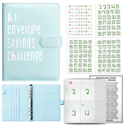 100 Envelopes Money Saving Challenge Binder | Budget Planner Book, Waterproof Wallet & Storage Bag | Savings Challenge Notebook for Couples | Desk Organizer & Gift Idea