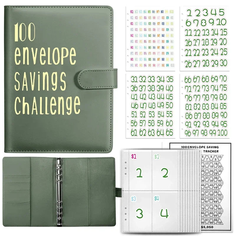 100 Envelopes Money Saving Challenge Binder | Budget Planner Book, Waterproof Wallet & Storage Bag | Savings Challenge Notebook for Couples | Desk Organizer & Gift Idea