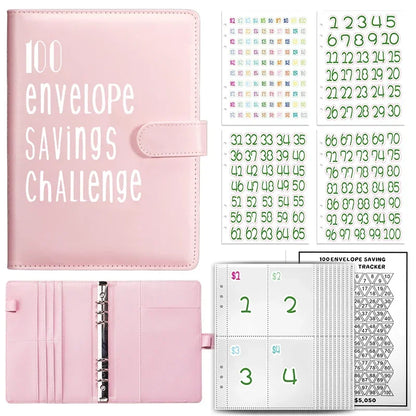100 Envelopes Money Saving Challenge Binder | Budget Planner Book, Waterproof Wallet & Storage Bag | Savings Challenge Notebook for Couples | Desk Organizer & Gift Idea
