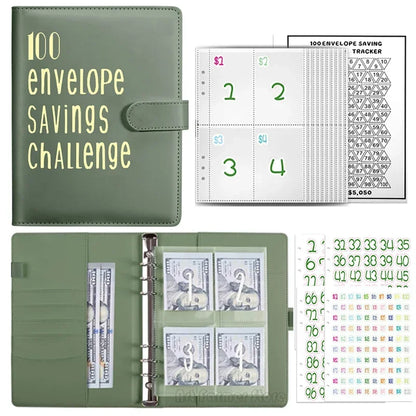 100 Envelopes Money Saving Challenge Binder | Budget Planner Book, Waterproof Wallet & Storage Bag | Savings Challenge Notebook for Couples | Desk Organizer & Gift Idea