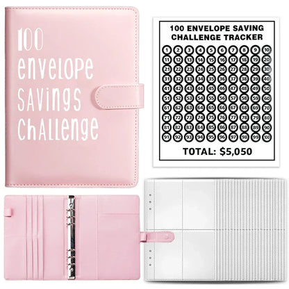 100 Envelopes Money Saving Challenge Binder | Budget Planner Book, Waterproof Wallet & Storage Bag | Savings Challenge Notebook for Couples | Desk Organizer & Gift Idea