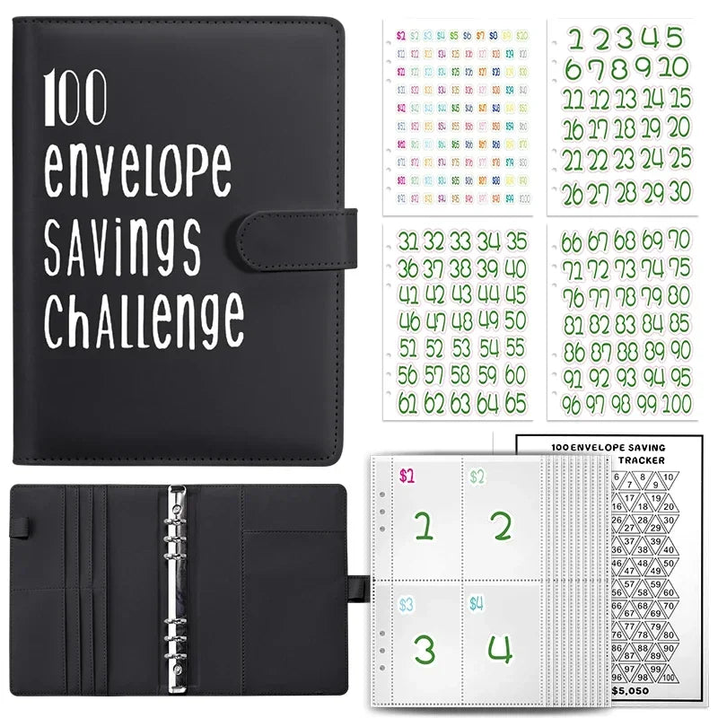 100 Envelopes Money Saving Challenge Binder | Budget Planner Book, Waterproof Wallet & Storage Bag | Savings Challenge Notebook for Couples | Desk Organizer & Gift Idea
