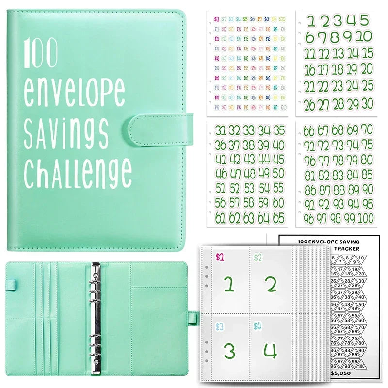 100 Envelopes Money Saving Challenge Binder | Budget Planner Book, Waterproof Wallet & Storage Bag | Savings Challenge Notebook for Couples | Desk Organizer & Gift Idea