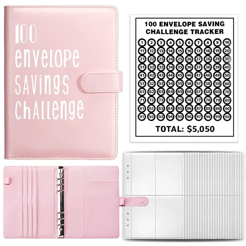 100 Envelopes Money Saving Challenge Binder | Budget Planner Book, Waterproof Wallet & Storage Bag | Savings Challenge Notebook for Couples | Desk Organizer & Gift Idea
