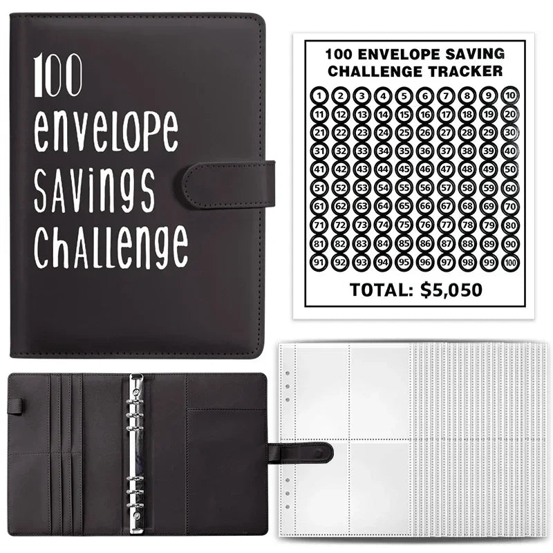 100 Envelopes Money Saving Challenge Binder | Budget Planner Book, Waterproof Wallet & Storage Bag | Savings Challenge Notebook for Couples | Desk Organizer & Gift Idea